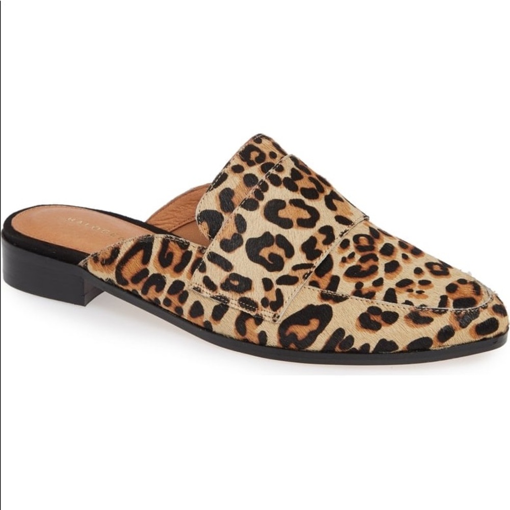 Halogen Leopard print calf hair slides